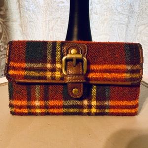 Plaid Fleece Buckle Wallet Clutch Adorable Retro